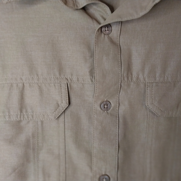 COLUMBIA Size L Tan Elegant Formal Shirt Blouse - Picture 4 of 11